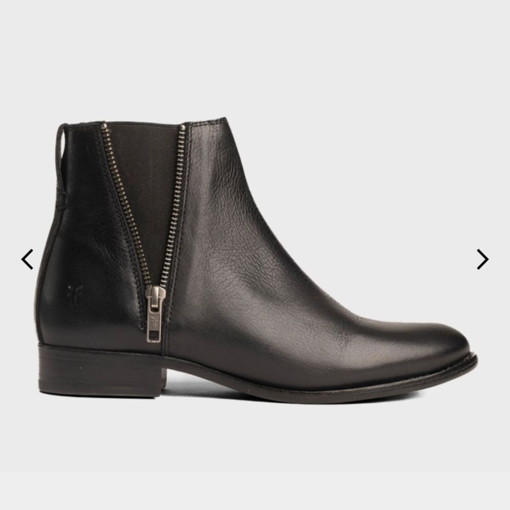 Frye “Carly” Leather Zip Chelsea Boot, Size 8